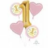 Balloon Agencies 1st Birthday Girl Balloon Bouquet | Pink & Gold Balloon Bouquets Foil Sets