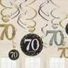 Balloon Agencies 70th Hanging Decorations Pk12 - Black