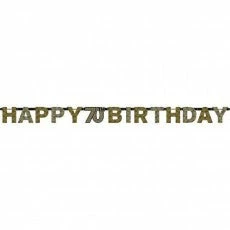 Balloon Agencies 70th Happy Birthday Letter Banner | Black Gold Silver
