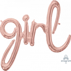 Balloon Agencies Girl Script Balloon Rose Gold Script Balloons - AIR FILLED