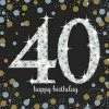 Alpen 40th Birthday 40th Napkins Black And Silver