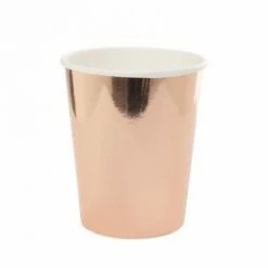 Balloon Agencies Paper Cups - Plain Rose Gold Paper Cups Metallic 260ml Pk10