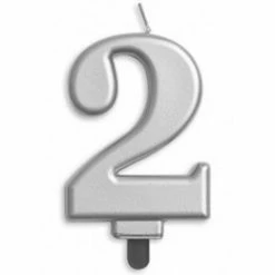 Alpen Number 2 Silver Candle | Short Candles