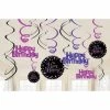 Balloon Agencies Happy Birthday Hanging Decorations Pk12 - Pink