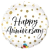 Not Specified Happy Anniversary Balloon - White & Gold Send Balloons