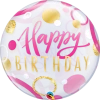 Not Specified Happy Birthday Balloon - Pink,Gold & Clear Bubble Send Balloons