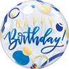 Not Specified Send Balloons Happy Birthday Balloon Blue, Gold & Clear - Bubble
