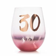MDI 30th Rose Gold | Stemless Wine Glass Glasses & Gifts