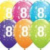 Not Specified 8th Birthday Balloons Assorted - Single Or Pack - Helium Filled - Flat