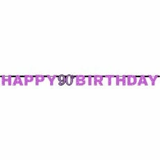 Balloon Agencies Birthday Banners & Bunting 90th Happy Birthday Letter Banner | Pink