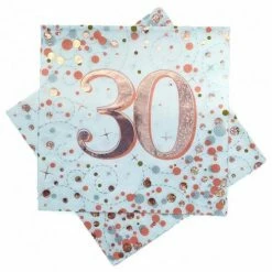 Alpen 30th Napkins Rose Gold & White