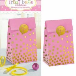 Balloon Agencies Pink Paper Treat Bags + Stickers