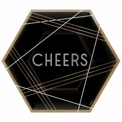 Balloon Agencies Black & Gold Cheers Hexagon Paper Plates