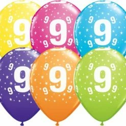 Not Specified Printed AGES 9th Birthday Balloons Assorted - Single Or Pack - Helium Filled - Flat