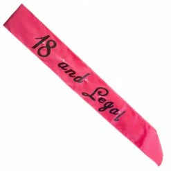 MDI Sashes, Tiaras & Badges 18 And Legal | Sash Flashing - Hot Pink & Black
