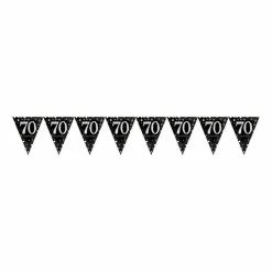 Balloon Agencies Birthday Banners & Bunting 70th Flag Banner Black Gold & Silver