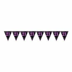 Balloon Agencies 21st Flag Banner | Pink & Black Birthday Banners & Bunting