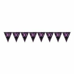 Balloon Agencies Birthday Banners & Bunting 30th Flag Banner Pink & Black
