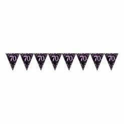 Balloon Agencies Birthday Banners & Bunting 70th Flag Banner Pink & Black