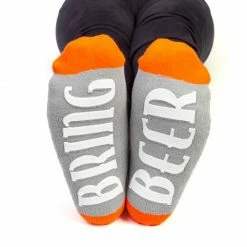 MDI Novelty Socks Beer Print Socks - 'Bring Beer' On Bottom