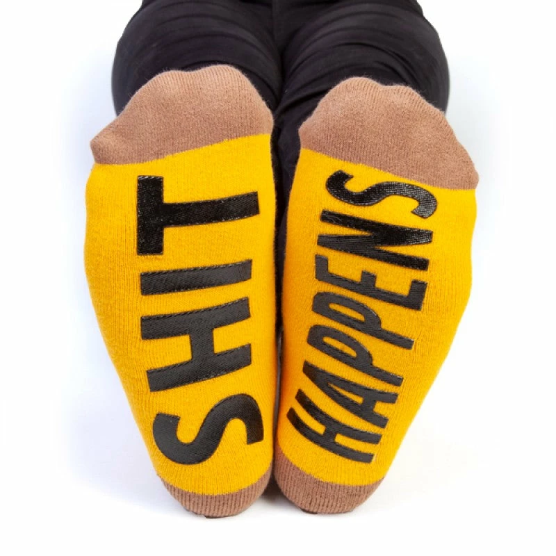 MDI Poo Emoji Socks - 'Shit Happens' On Bottom Novelty Socks
