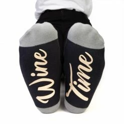 MDI Wine Print Socks - "Wine Time' On The Bottom Novelty Socks