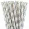 Five Star Straws Silver & White Striped Pk10 Catering