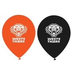 Five Star NRL | Football West Tigers Printed Balloons | NRL Balloons 10 Pack
