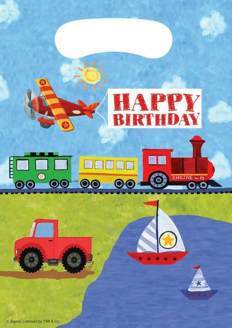 Party Planet Loot Bags / Treat Boxes Planes & Trains Loot Bags 8pk
