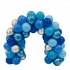 Party Planet Arches & Pillars Balloon Mini Arch Table - Air Filled - Blue & Silver Any Milestone
