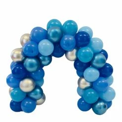 Party Planet Arches & Pillars Balloon Mini Arch Table - Air Filled - Blue & Silver Any Milestone