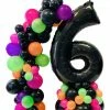 Party Planet Large Number Balloon With Garland | Neon Theme Balloon Bouquets