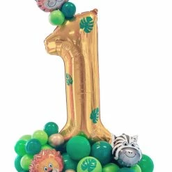 Party Planet Safari Themed Balloon Arrangement With Mini Animals Balloon Bouquets