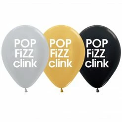 Not Specified Pop, Fizz, Click Balloons Assorted - Singles Or Packs - Helium Filled Or Flat Printed Balloons