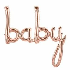 Party Planet Baby Balloon Rose Gold Script - Air Fill Only Script Balloons - AIR FILLED