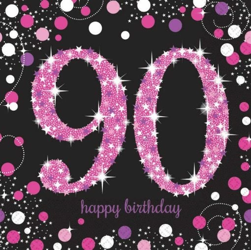 Balloon Agencies 90th Birthday 90th Napkins | Pink & Black