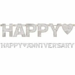 Balloon Agencies Happy Anniversary Banner - Silver