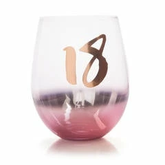 MDI Glasses & Gifts 18th Rose Gold | Stemless Wine Glass