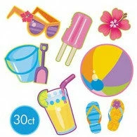 Balloon Agencies Hawaiian / Tropical Beach Party Cutouts Summer Assortment Pk30