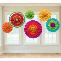 Balloon Agencies Mexican / Fiesta Paper Fans Pk6