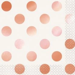 Metero Rose Gold Dots | Lunch Napkins | PK16 Catering