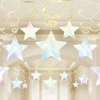 Not Specified Hanging Decoration Stars Iridescent Pk 30 Hanging Decorations