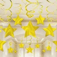 Balloon Agencies Hanging Decoration Stars Gold Pk 30