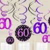 Balloon Agencies 60th Hanging Decorations Pk12 - Pink