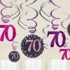 Balloon Agencies 70th Hanging Decorations Pk12 - Pink