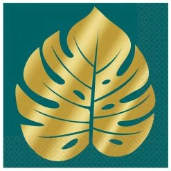 Balloon Agencies Leaf Napkins - Gold Print Pk16