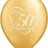 Not Specified Printed Balloons 50th Anniversary Balloons Gold - Singles Or Packs - Helium Filled Or Flat