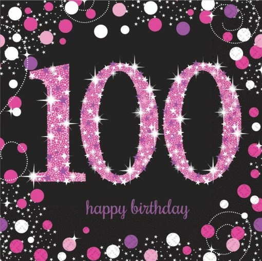 Balloon Agencies 100th Napkins | Pink & Black