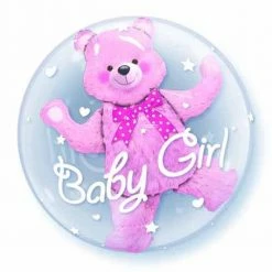 Not Specified Baby Girl Balloon - Bubble With Teddy Inside Send Balloons
