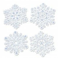 Not Specified Snowflake Cutouts Glittered Cardboard Pack Of 4 Christmas